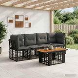 vidaXL Tuinbank Set 5 st Zwart en Donkergrijs poly rattan