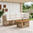 vidaXL Tuinbank Set 5 st Zwart en Donkergrijs poly rattan