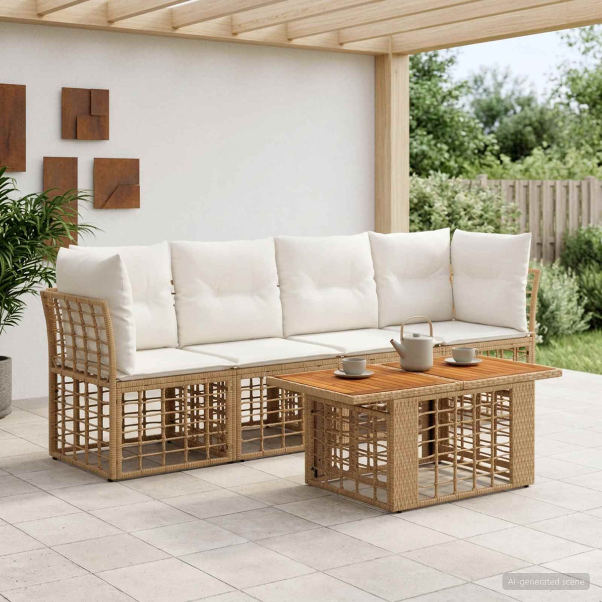 vidaXL Tuinbank Set 5 st Zwart en Donkergrijs poly rattan