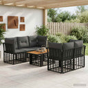 vidaXL Tuinbank Set 6 st Zwart en Donkergrijs poly rattan