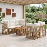 vidaXL Tuinbank Set 6 st Zwart en Donkergrijs poly rattan