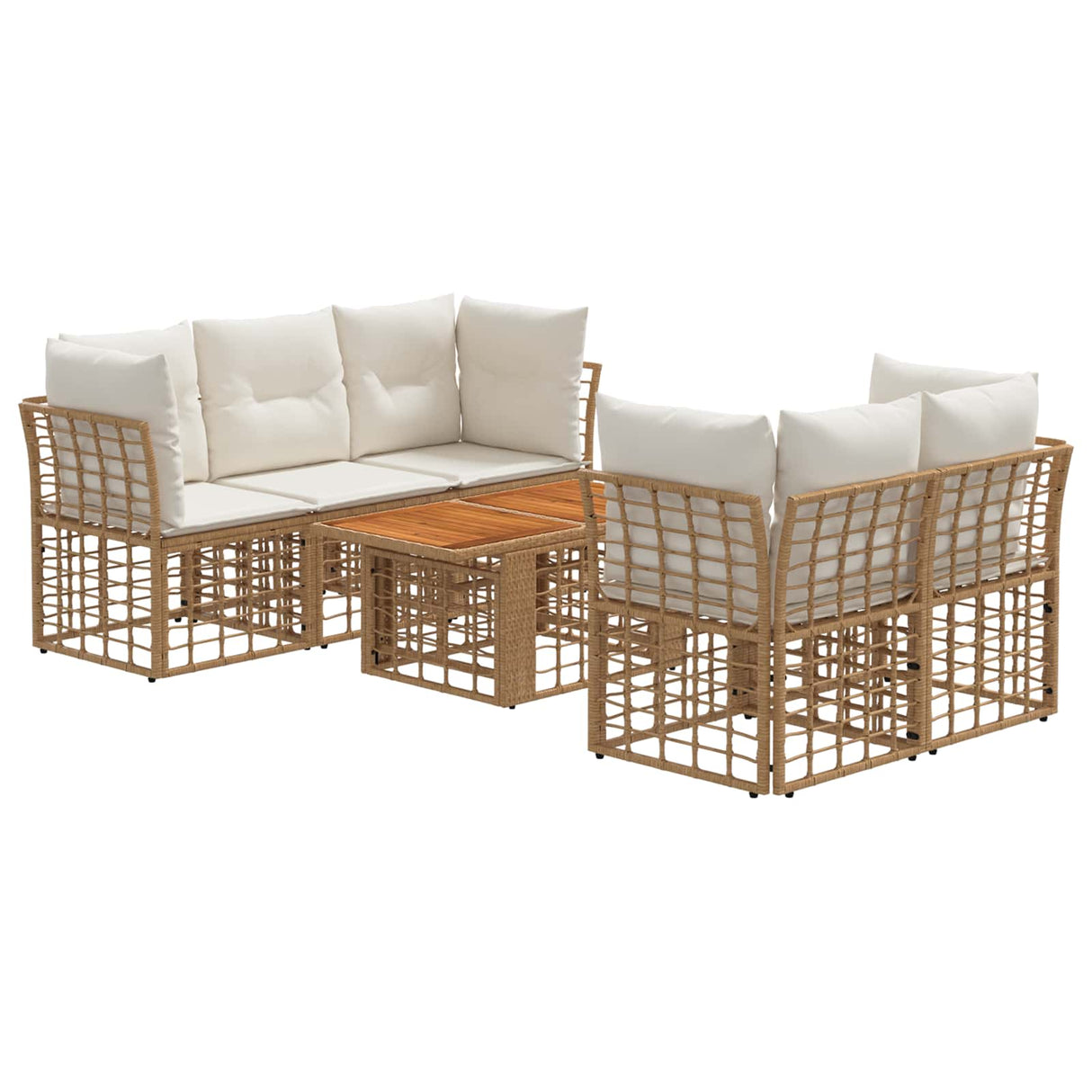 vidaXL Tuinbank Set 6 st Zwart en Donkergrijs poly rattan