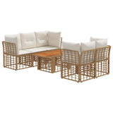 vidaXL Tuinbank Set 6 st Zwart en Donkergrijs poly rattan