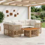 vidaXL Tuinbank Set 7 st Zwart en Donkergrijs poly rattan