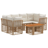 vidaXL Tuinbank Set 7 st Zwart en Donkergrijs poly rattan