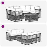 vidaXL Tuinbank Set 7 st Zwart en Donkergrijs poly rattan