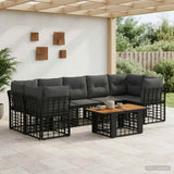 vidaXL Tuinbank Set 8 st Zwart en Donkergrijs poly rattan