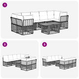 vidaXL Tuinbank Set 8 st Zwart en Donkergrijs poly rattan