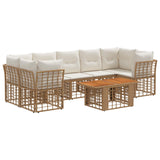 vidaXL Tuinbank Set 8 st Zwart en Donkergrijs poly rattan