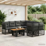 vidaXL Tuinbank Set 9 st Zwart en Donkergrijs poly rattan