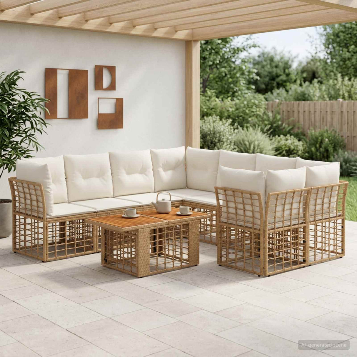 vidaXL Tuinbank Set 9 st Zwart en Donkergrijs poly rattan
