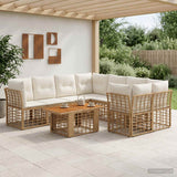 vidaXL Tuinbank Set 9 st Zwart en Donkergrijs poly rattan