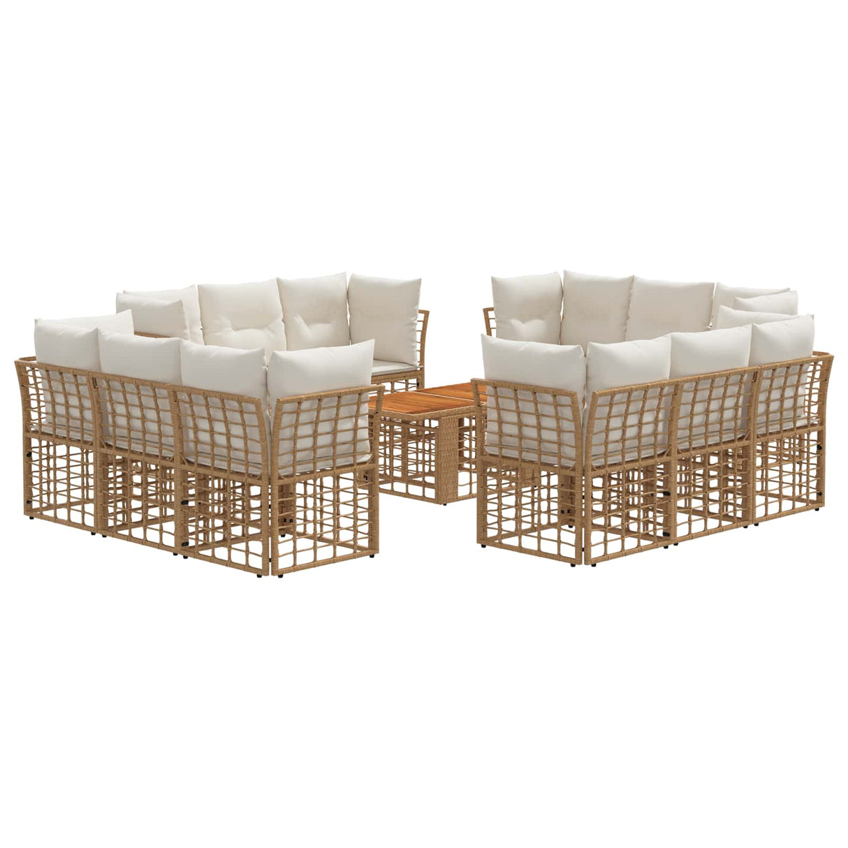 vidaXL Tuinbank Set 13 st Zwart en Donkergrijs poly rattan