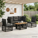 vidaXL Tuinbank Set 6 st Zwart en Donkergrijs poly rattan