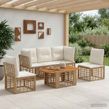 vidaXL Tuinbank Set 6 st Zwart en Donkergrijs poly rattan