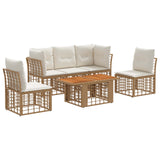vidaXL Tuinbank Set 6 st Zwart en Donkergrijs poly rattan