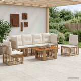 vidaXL Garden Lounge Set 7 pcs Black and Dark Grey poly rattan