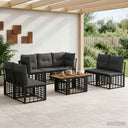vidaXL Garden Sofa Set 8 pcs Black and Dark Grey poly rattan