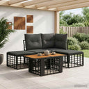 vidaXL Tuinbank Set 5 st Zwart en Donkergrijs poly rattan