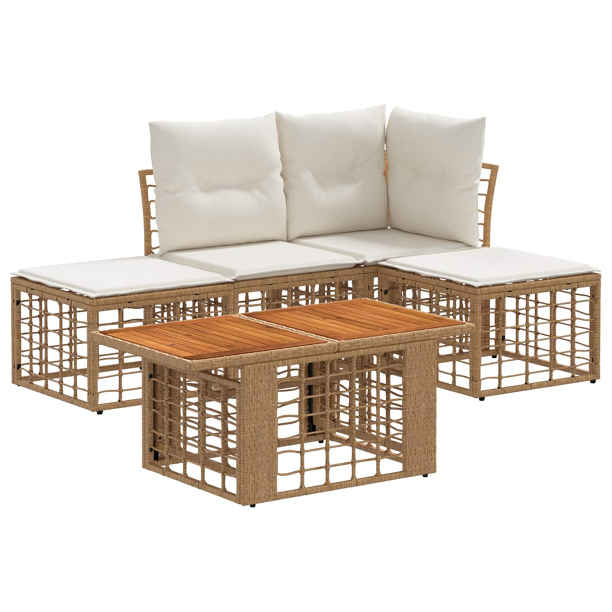 vidaXL Tuinbank Set 5 st Zwart en Donkergrijs poly rattan