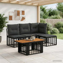 vidaXL Tuinbank Set 5 st Zwart en Donkergrijs poly rattan