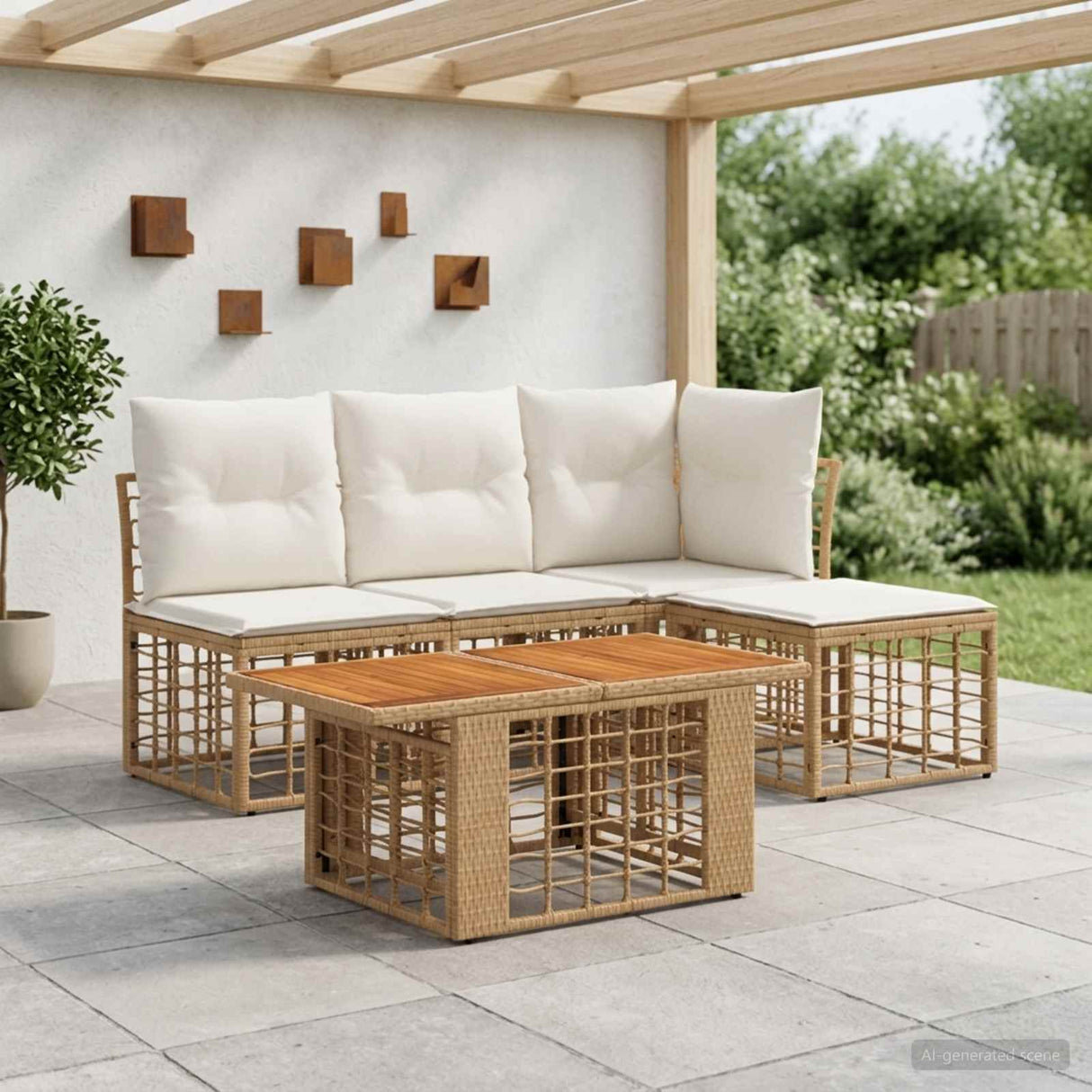 vidaXL Tuinbank Set 5 st Zwart en Donkergrijs poly rattan