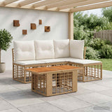 vidaXL Tuinbank Set 5 st Zwart en Donkergrijs poly rattan