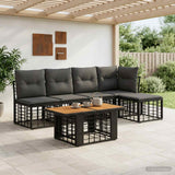 vidaXL Tuinbank Set 6 st Zwart en Donkergrijs poly rattan