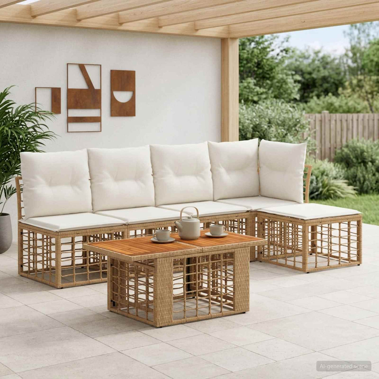 vidaXL Tuinbank Set 6 st Zwart en Donkergrijs poly rattan