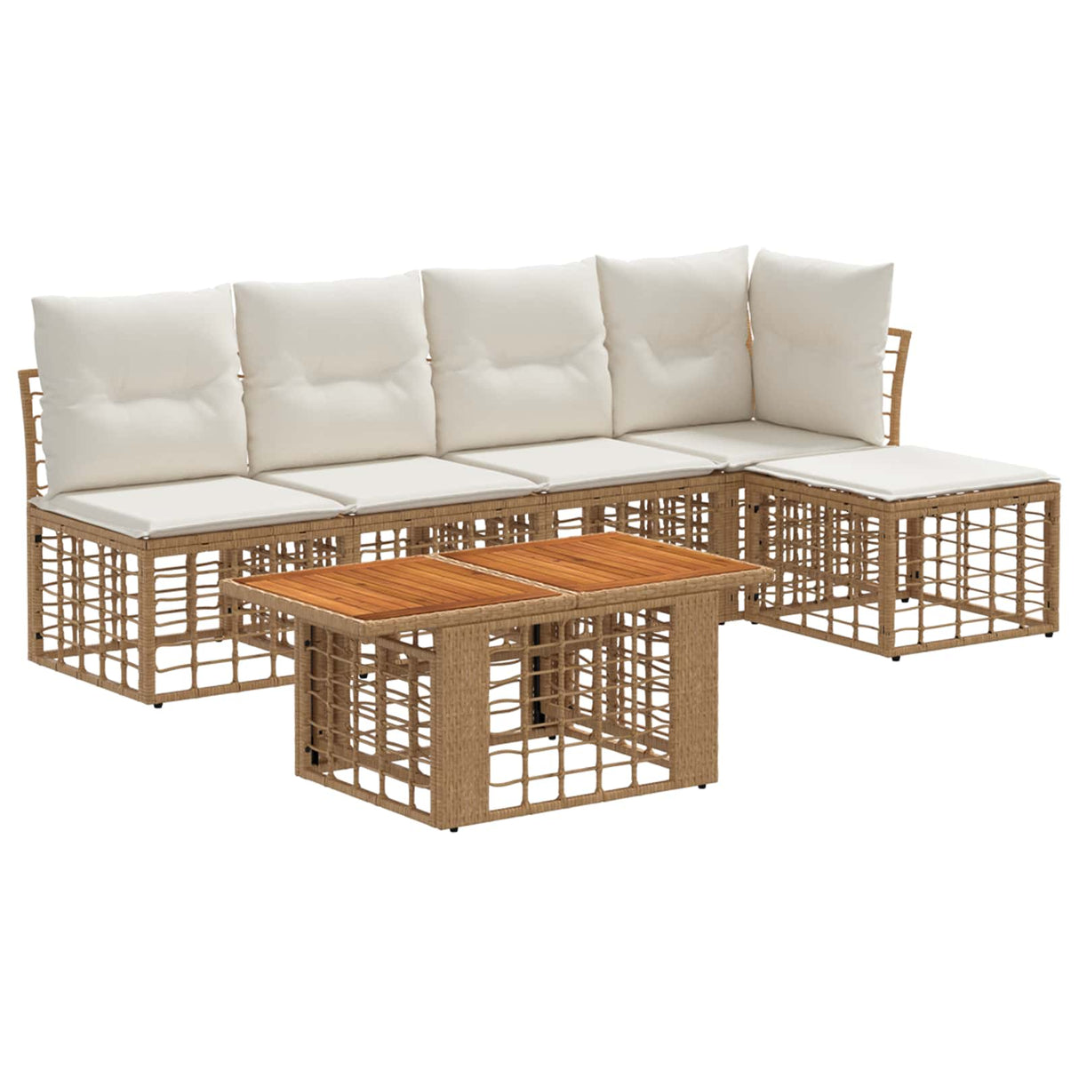 vidaXL Tuinbank Set 6 st Zwart en Donkergrijs poly rattan