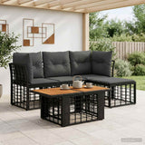 vidaXL Tuinbank Set 5 st Zwart en Donkergrijs poly rattan