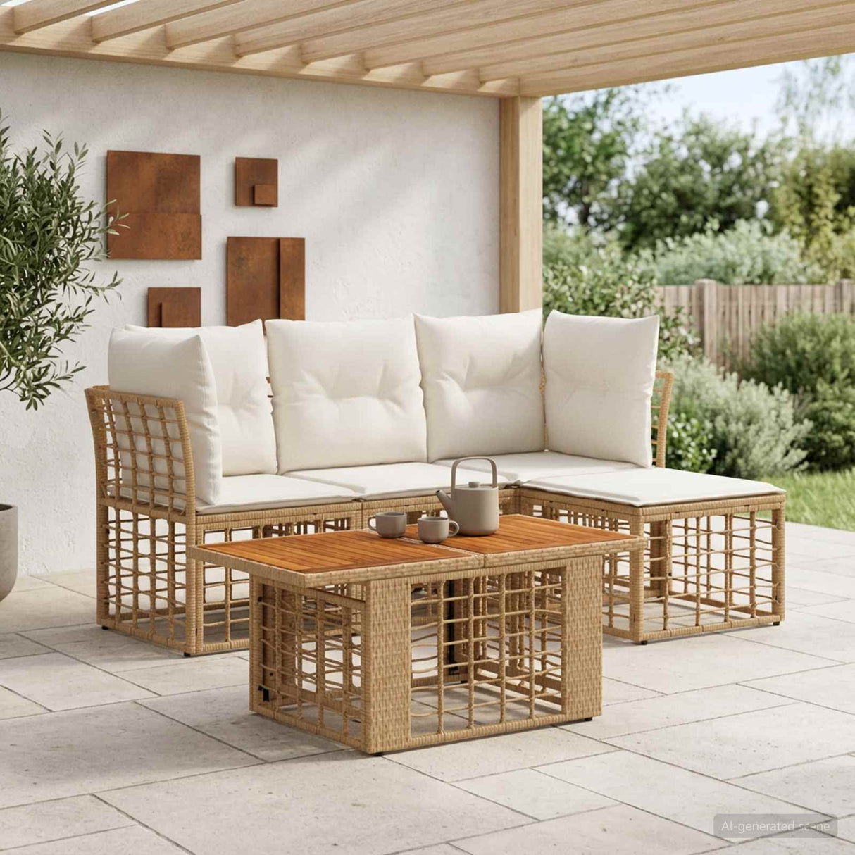 vidaXL Tuinbank Set 5 st Zwart en Donkergrijs poly rattan