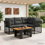 vidaXL Tuinbank Set 5 st Zwart en Donkergrijs poly rattan