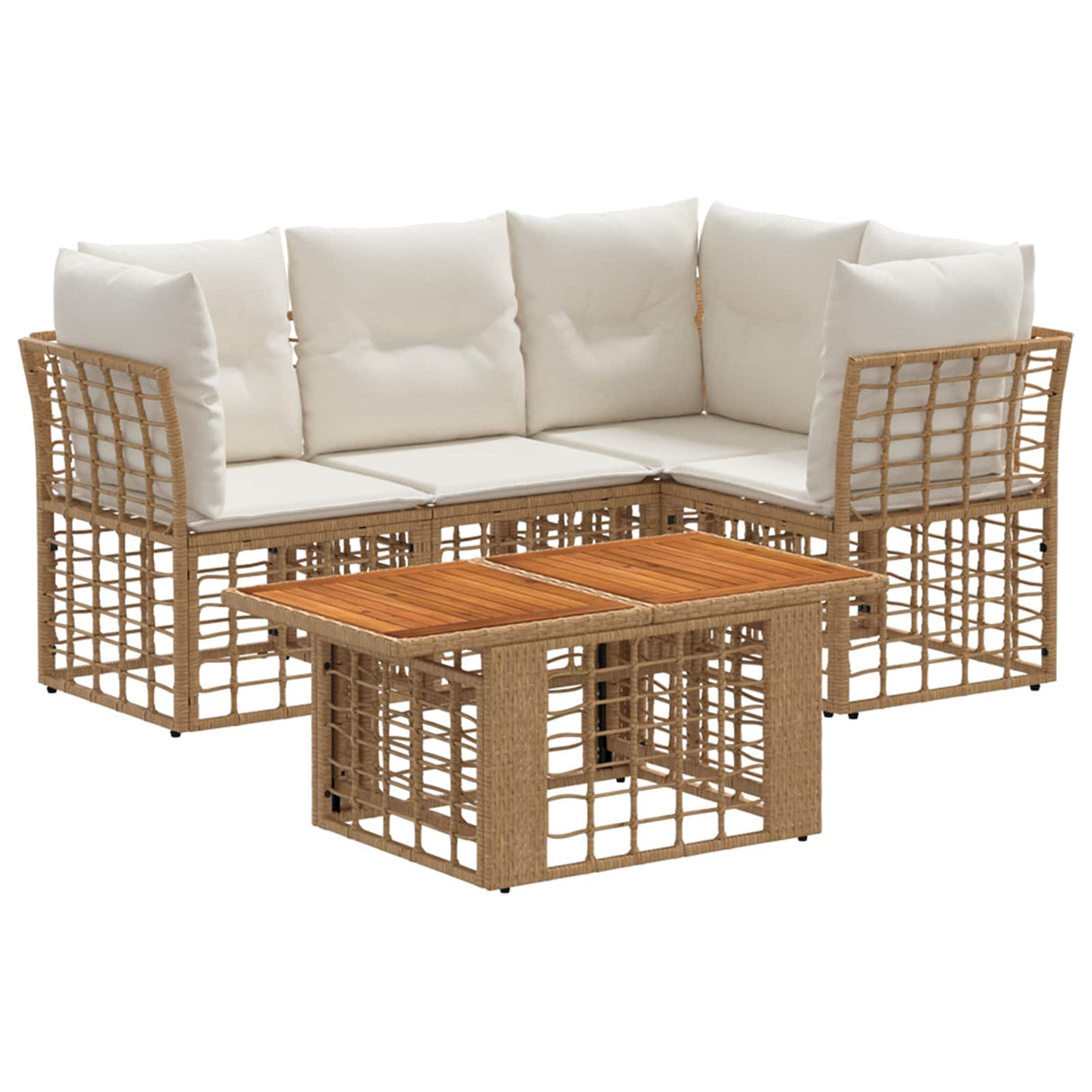 vidaXL Tuinbank Set 5 st Zwart en Donkergrijs poly rattan