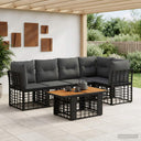 vidaXL Tuinbank Set 6 st Zwart en Donkergrijs poly rattan