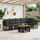 vidaXL Tuinbank Set 7 st Zwart en Donkergrijs poly rattan