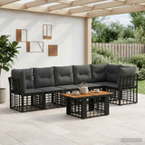vidaXL Tuinbank Set 7 st Zwart en Donkergrijs poly rattan