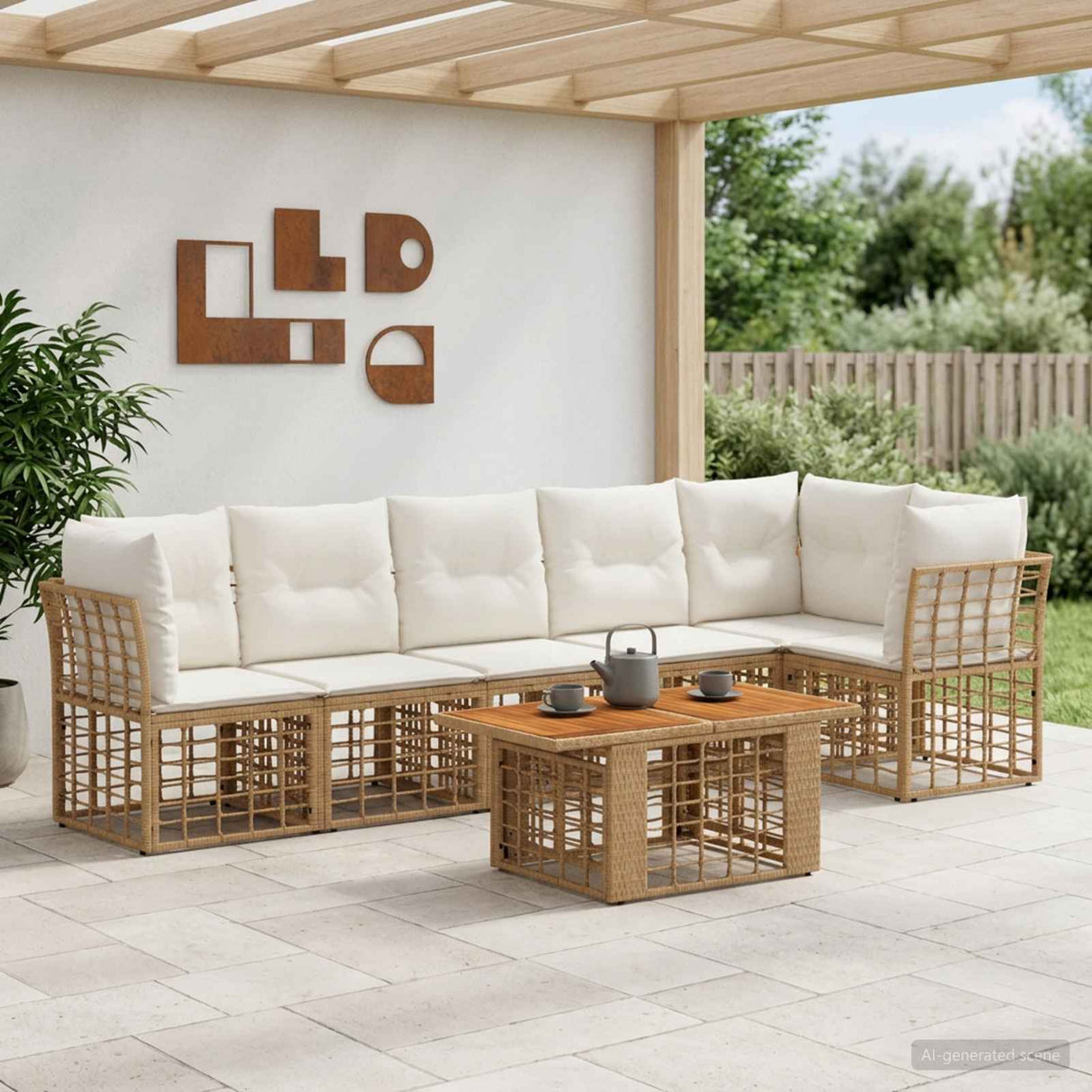vidaXL Tuinbank Set 7 st Zwart en Donkergrijs poly rattan