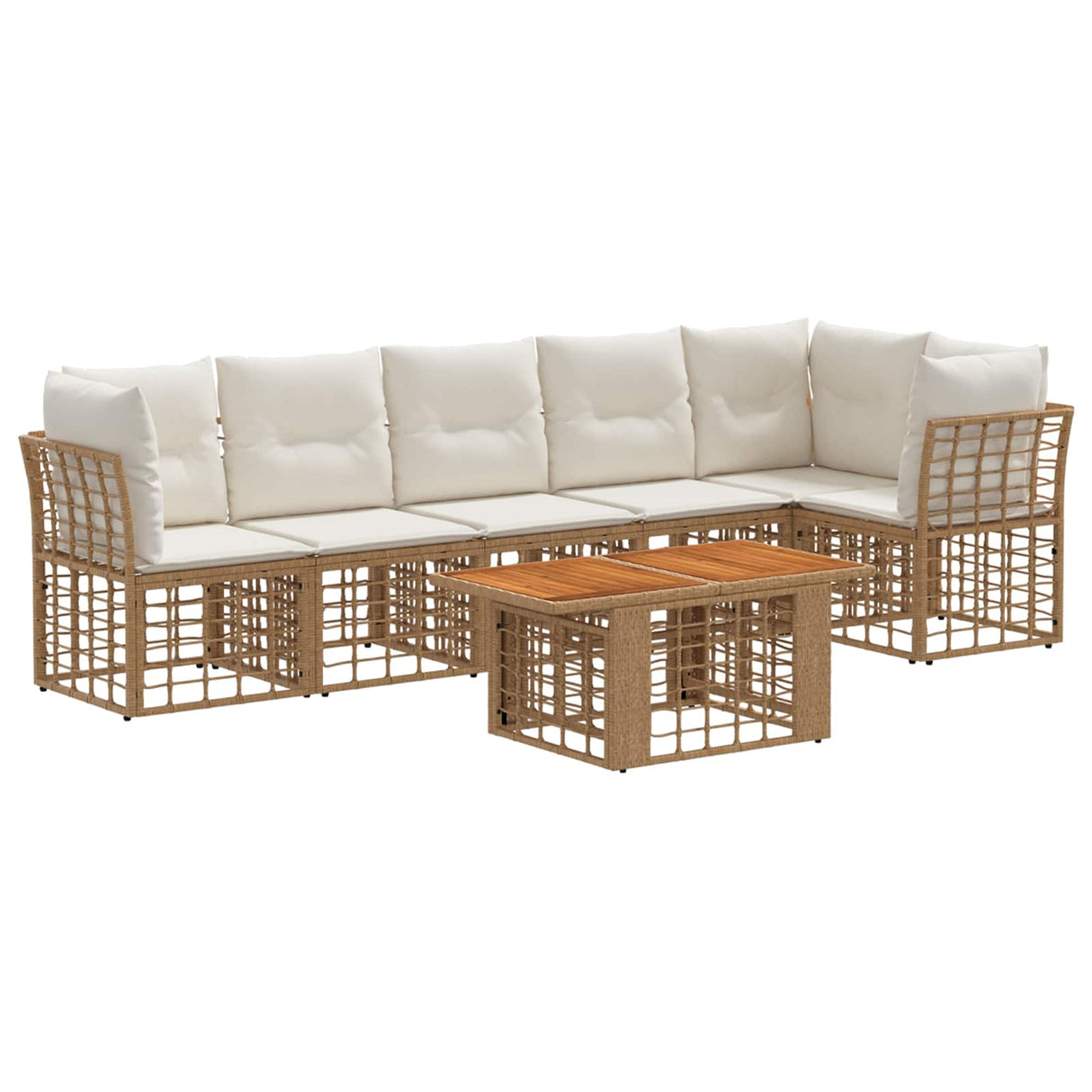 vidaXL Tuinbank Set 7 st Zwart en Donkergrijs poly rattan