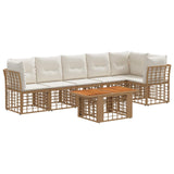 vidaXL Tuinbank Set 7 st Zwart en Donkergrijs poly rattan