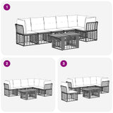 vidaXL Tuinbank Set 7 st Zwart en Donkergrijs poly rattan