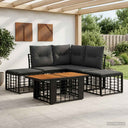 vidaXL Tuinbank Set 6 st Zwart en Donkergrijs poly rattan