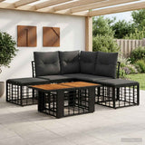 vidaXL Tuinbank Set 6 st Zwart en Donkergrijs poly rattan
