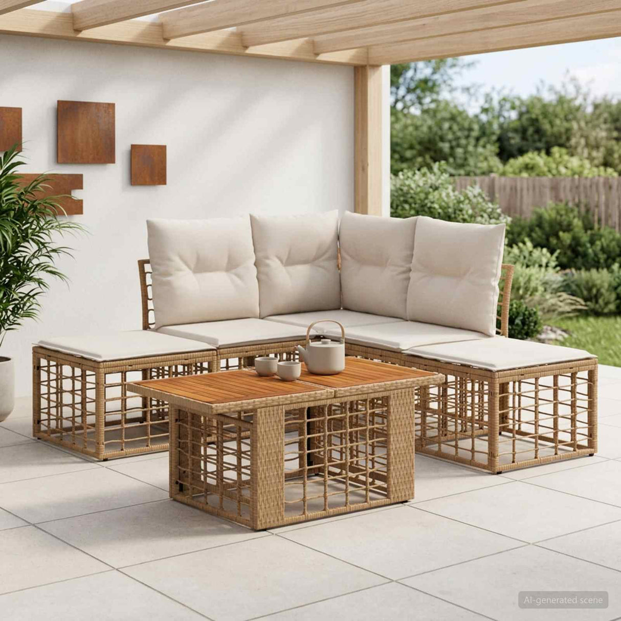 vidaXL Tuinbank Set 6 st Zwart en Donkergrijs poly rattan