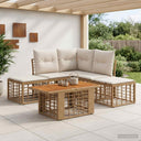 vidaXL Tuinbank Set 6 st Zwart en Donkergrijs poly rattan