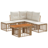 vidaXL Tuinbank Set 6 st Zwart en Donkergrijs poly rattan