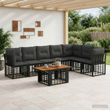 vidaXL Tuinbank Set 8 st Zwart en Donkergrijs poly rattan