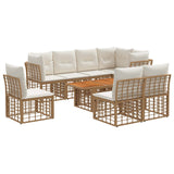 vidaXL Tuinbank Set 9 st Zwart en Donkergrijs poly rattan