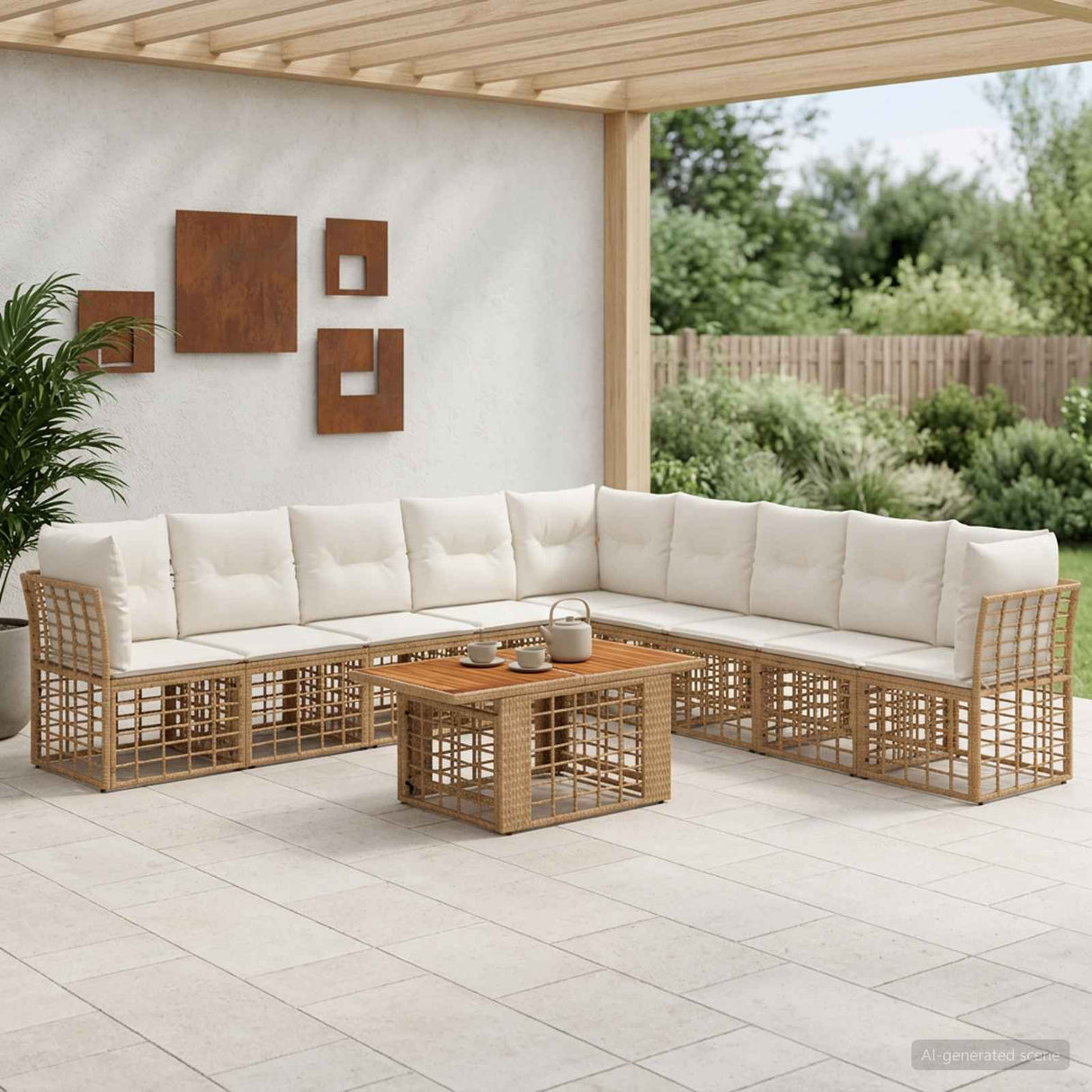 vidaXL Tuinbank Set 10 st Zwart en Donkergrijs poly rattan