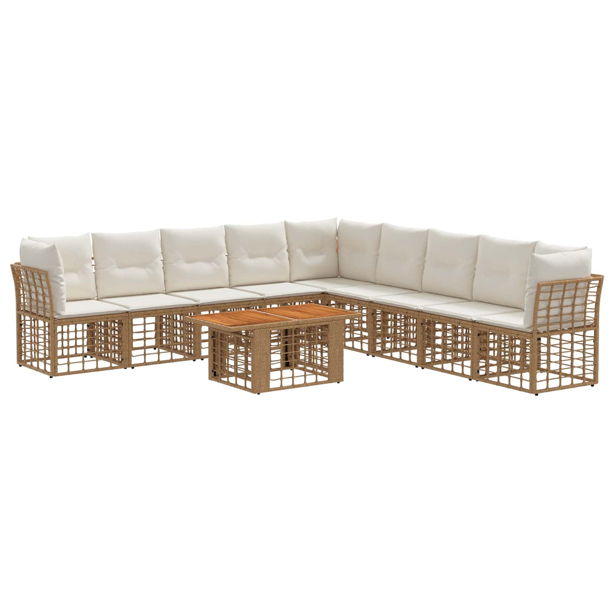 vidaXL Tuinbank Set 10 st Zwart en Donkergrijs poly rattan